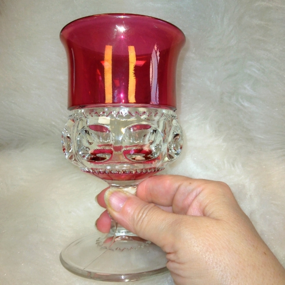 MCM Pressed Glass Goblets.  No cracks, some wear, 2 small bubbles